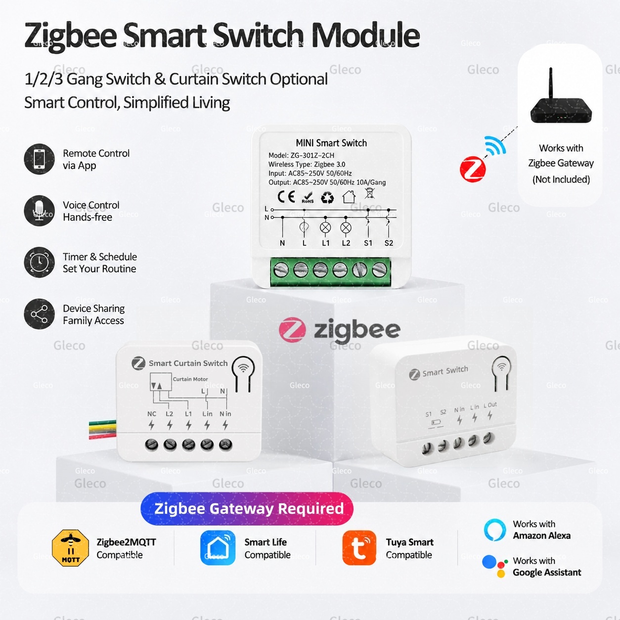 Tuya 4 Channel - โมดูลสวิตช์ Zigbee รุ่น Extreme Mini 10A/16A