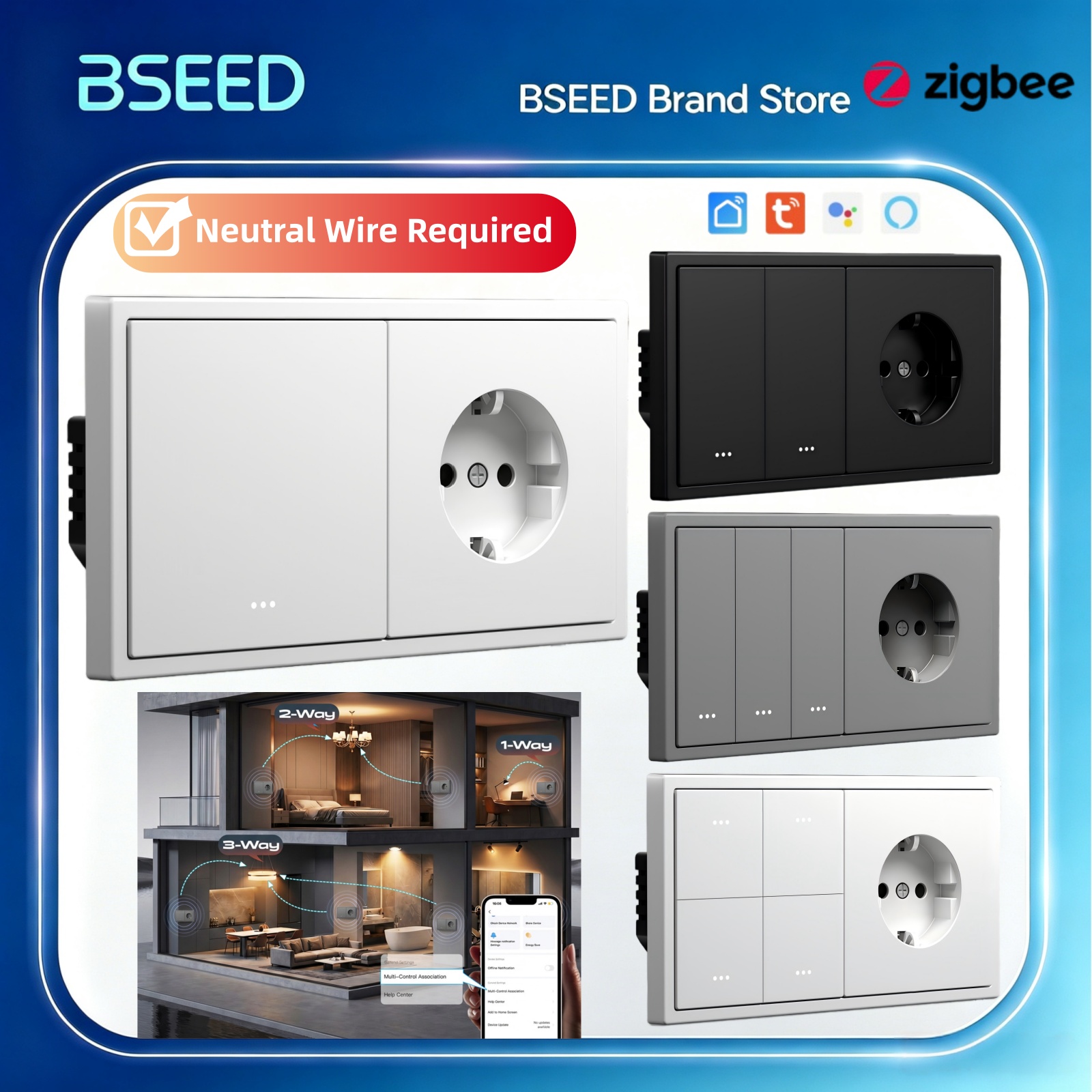 สวิตช์ไฟอัจฉริยะ BSEED Zigbee  - Tuya 4 Channel บทวิจารณ์และราคา