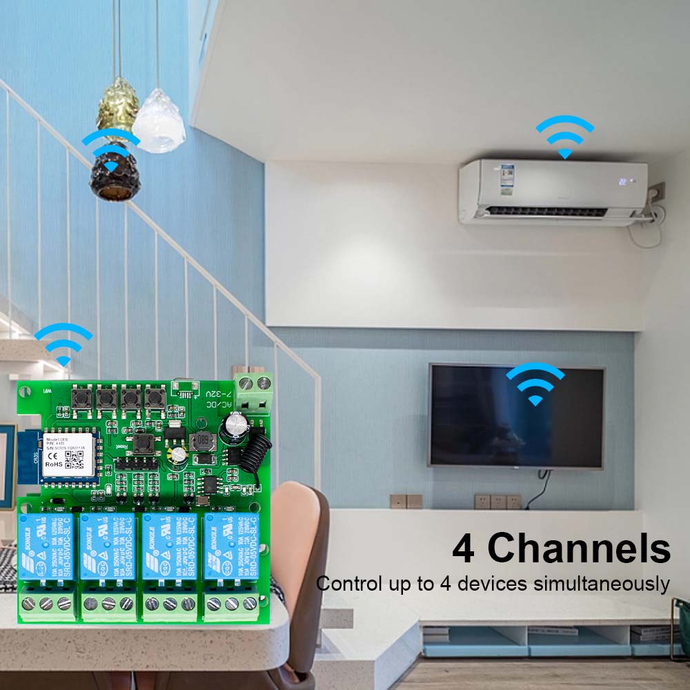 โมดูลสวิตช์รีโมทคอนโทรลอัจฉริย - Tuya 4 Channel บทวิจารณ์และราคา